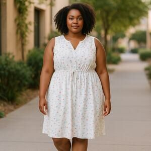 41 Hawthorn Sleeveless Floral Dress Cottagecore Milkmaid Whimsical Feminine‎ 1X